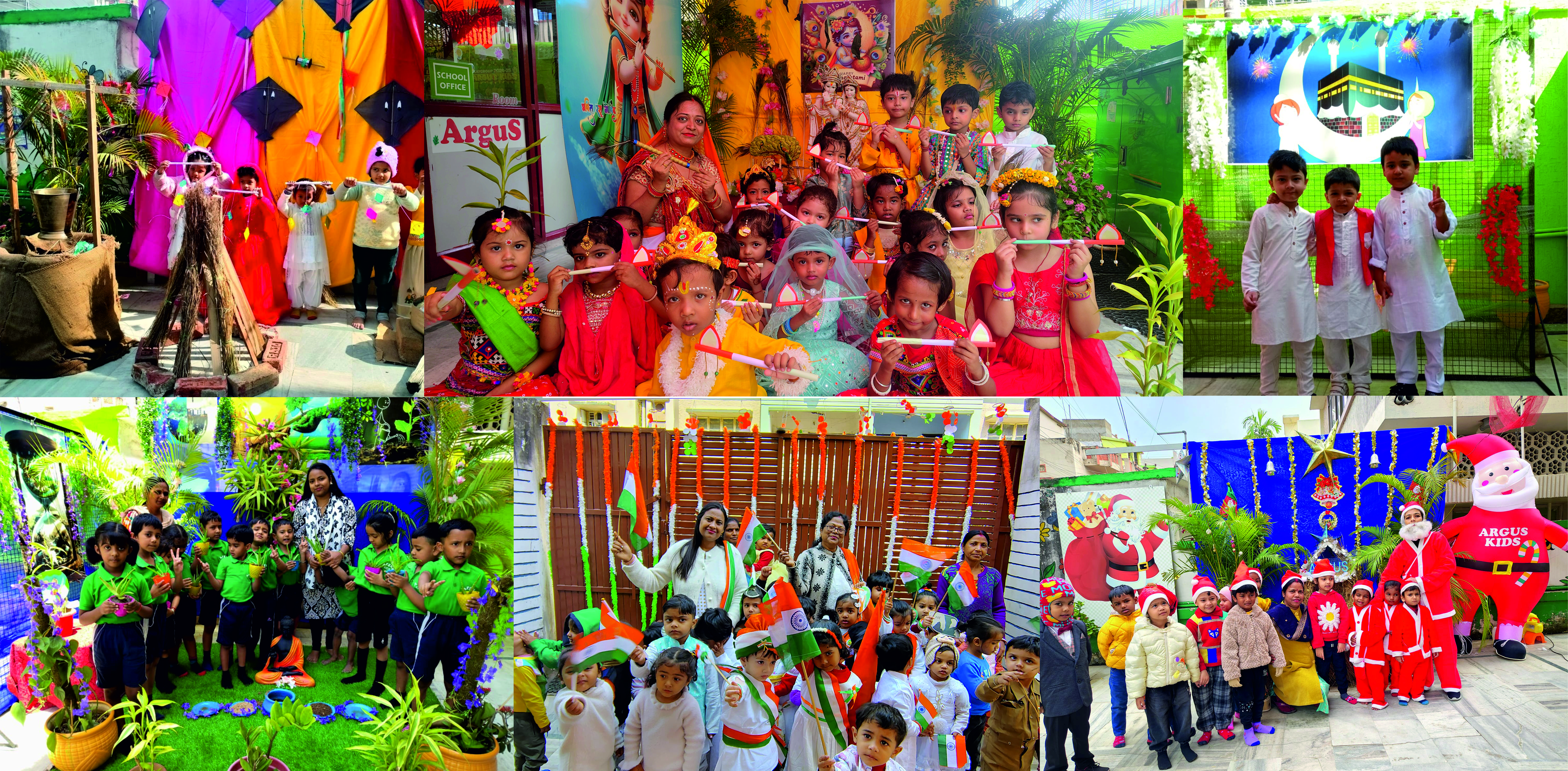 kids celebrating festival and making craft